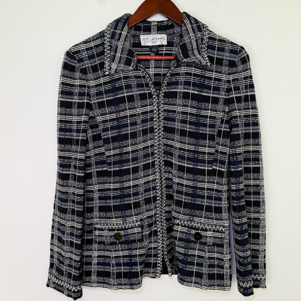 St. John Wool Blend Zip Blazer Size 6